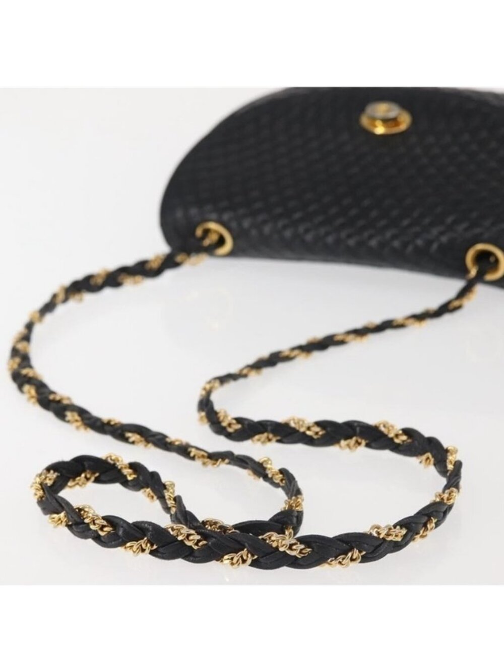 Authentic BALLY Chain Shoulder Bag Leather Black Gold - Picture 12 of 16